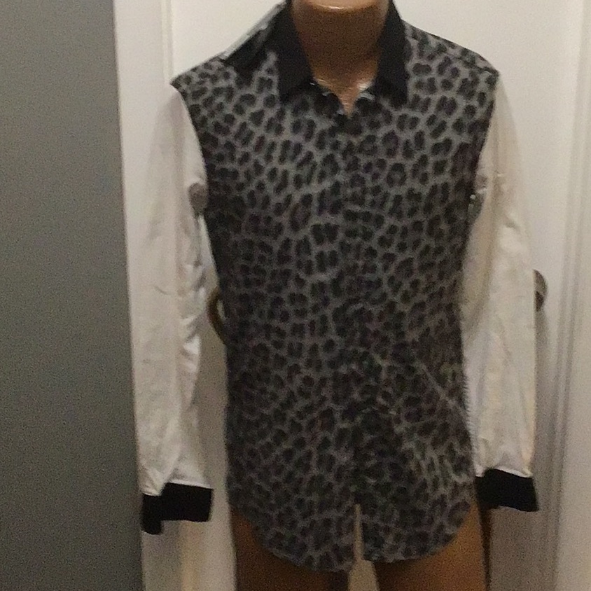 Nwt Just Cavalli Leopard Print Shirt Size 46 Fits Us Size Small